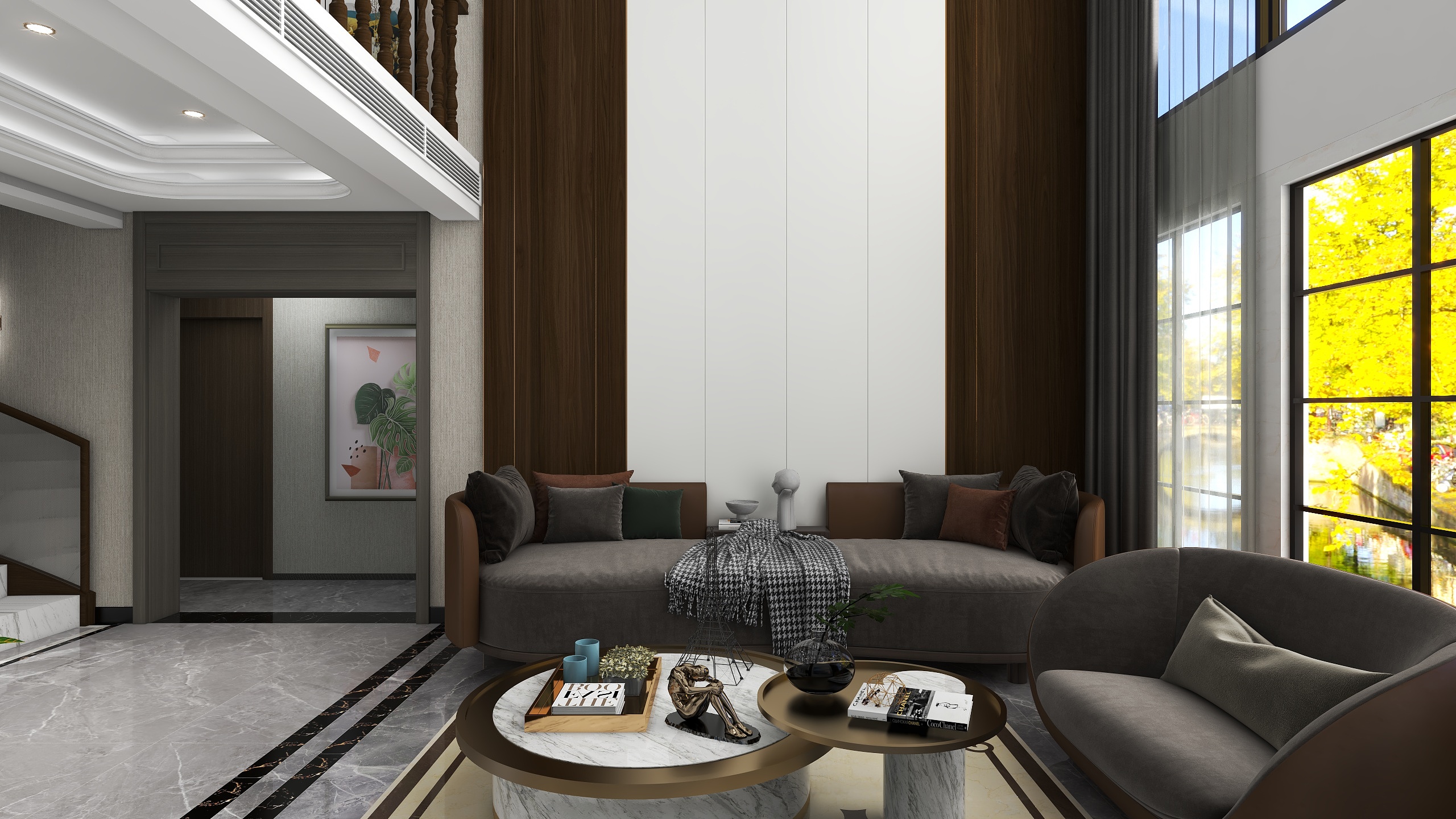 大自然NatureHome-晨风|280平2层别墅轻奢风装修效果图