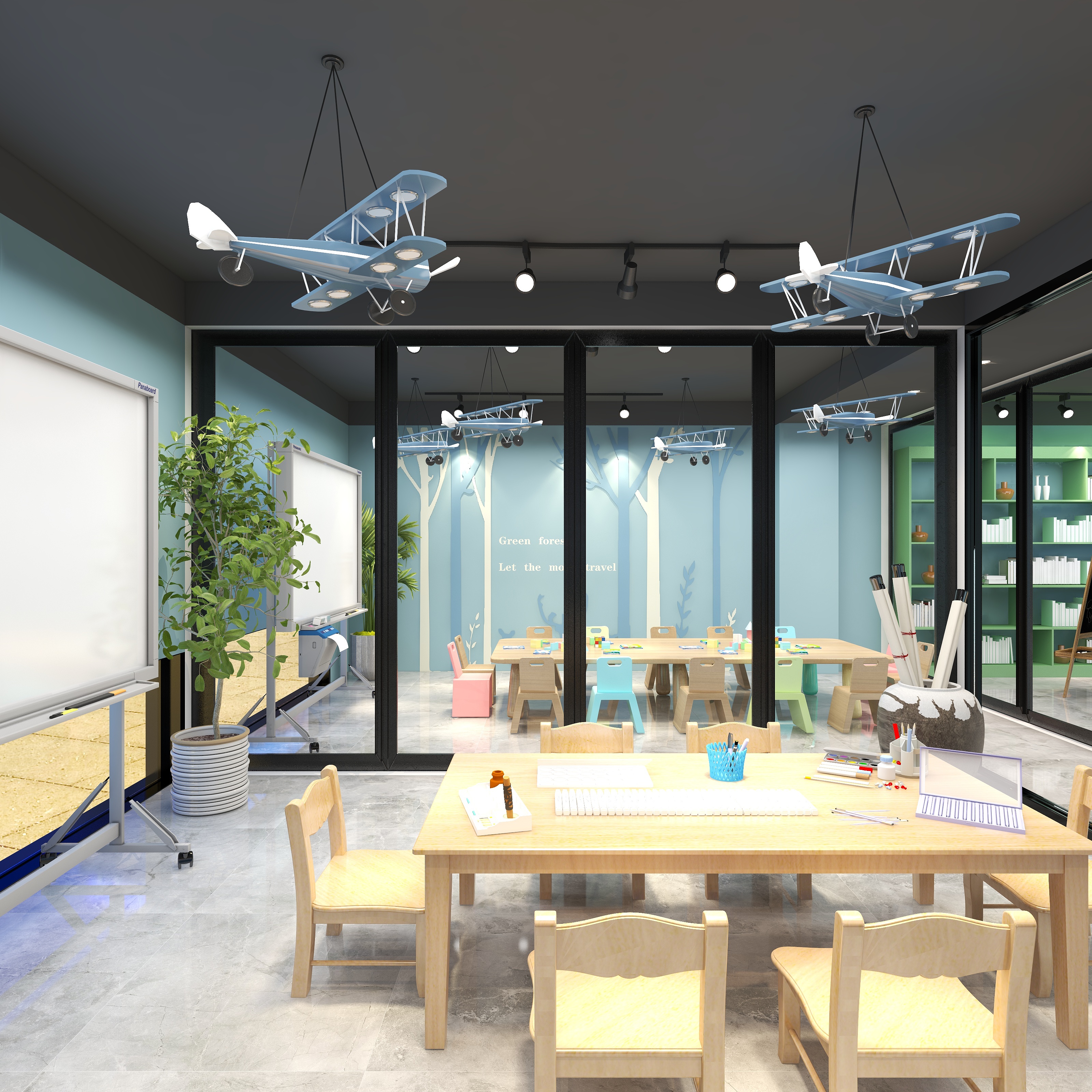 全景VIP设计-[巴黎夜雨]-两层美术培训学校二层教室4装修效果图第1张