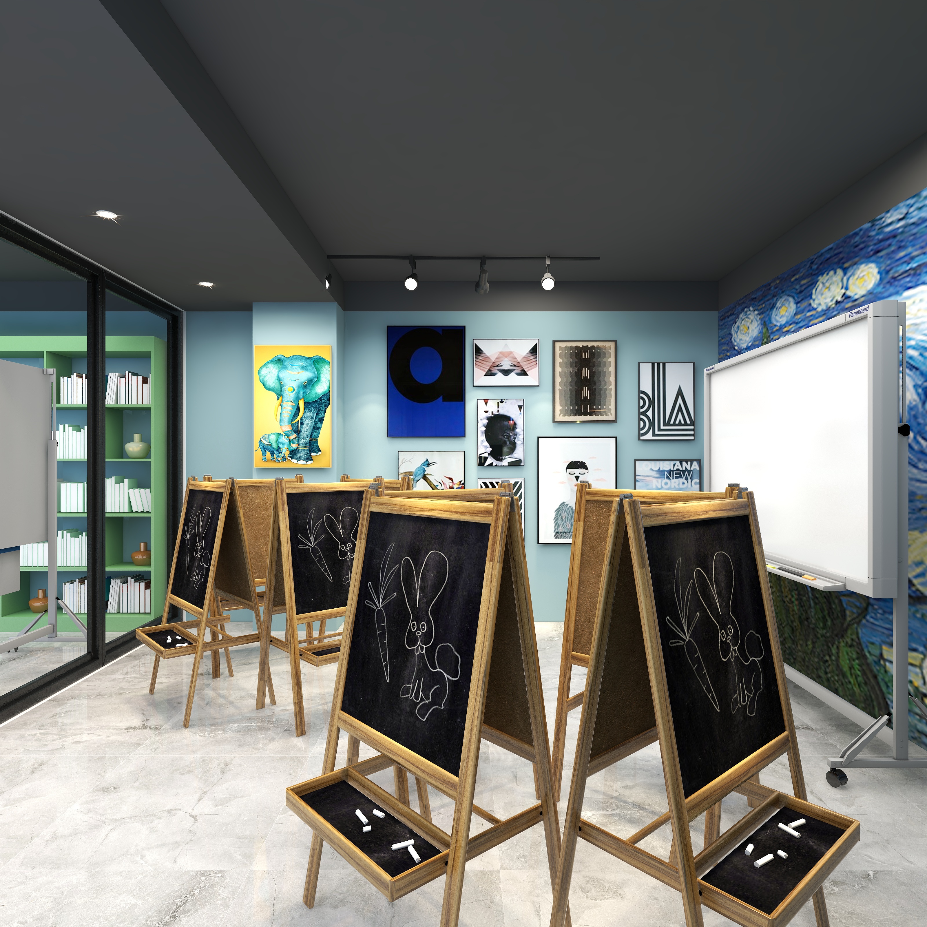 全景VIP设计-[巴黎夜雨]-两层美术培训学校二层教室7装修效果图第1张