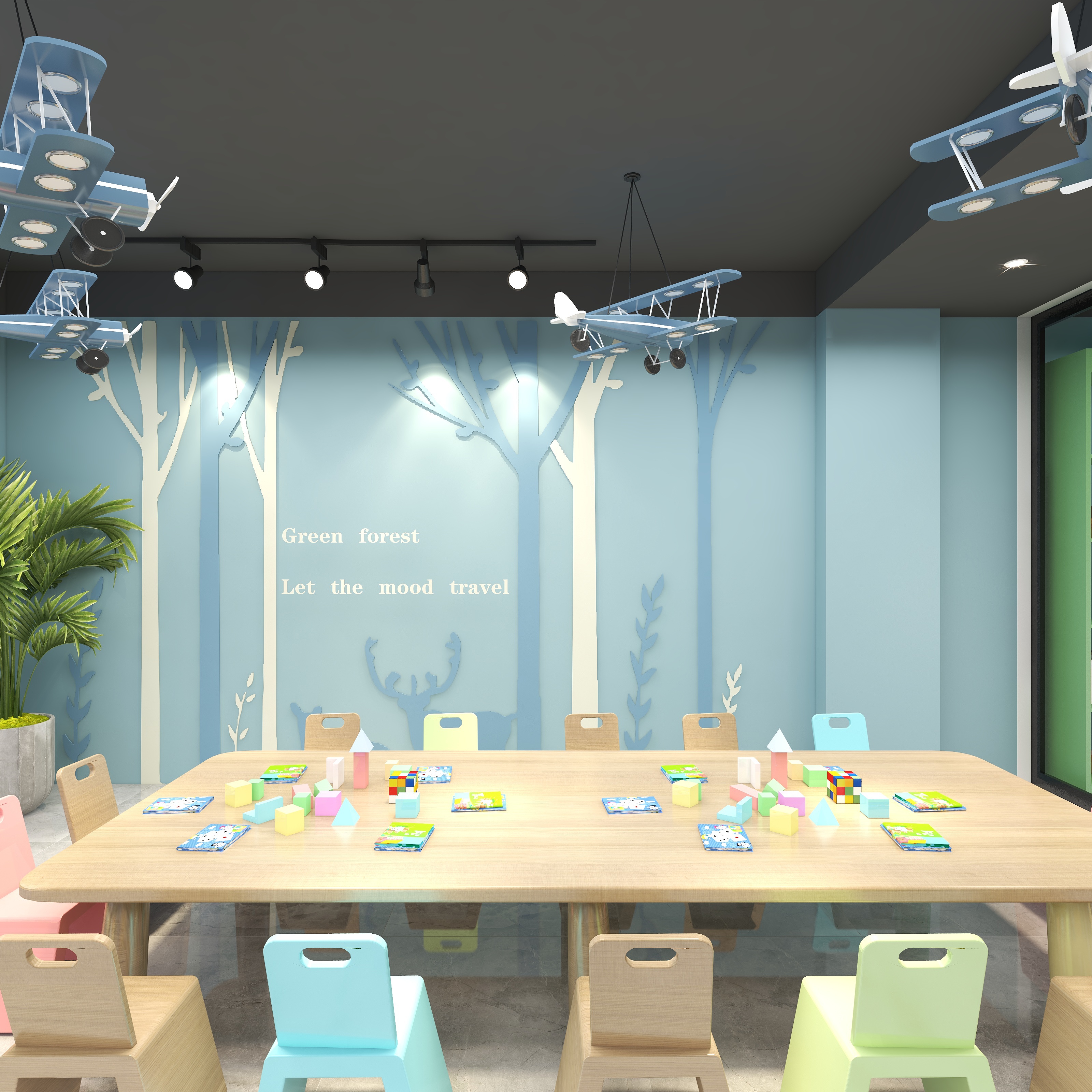 全景VIP设计-[巴黎夜雨]-两层美术培训学校二层教室5装修效果图第1张