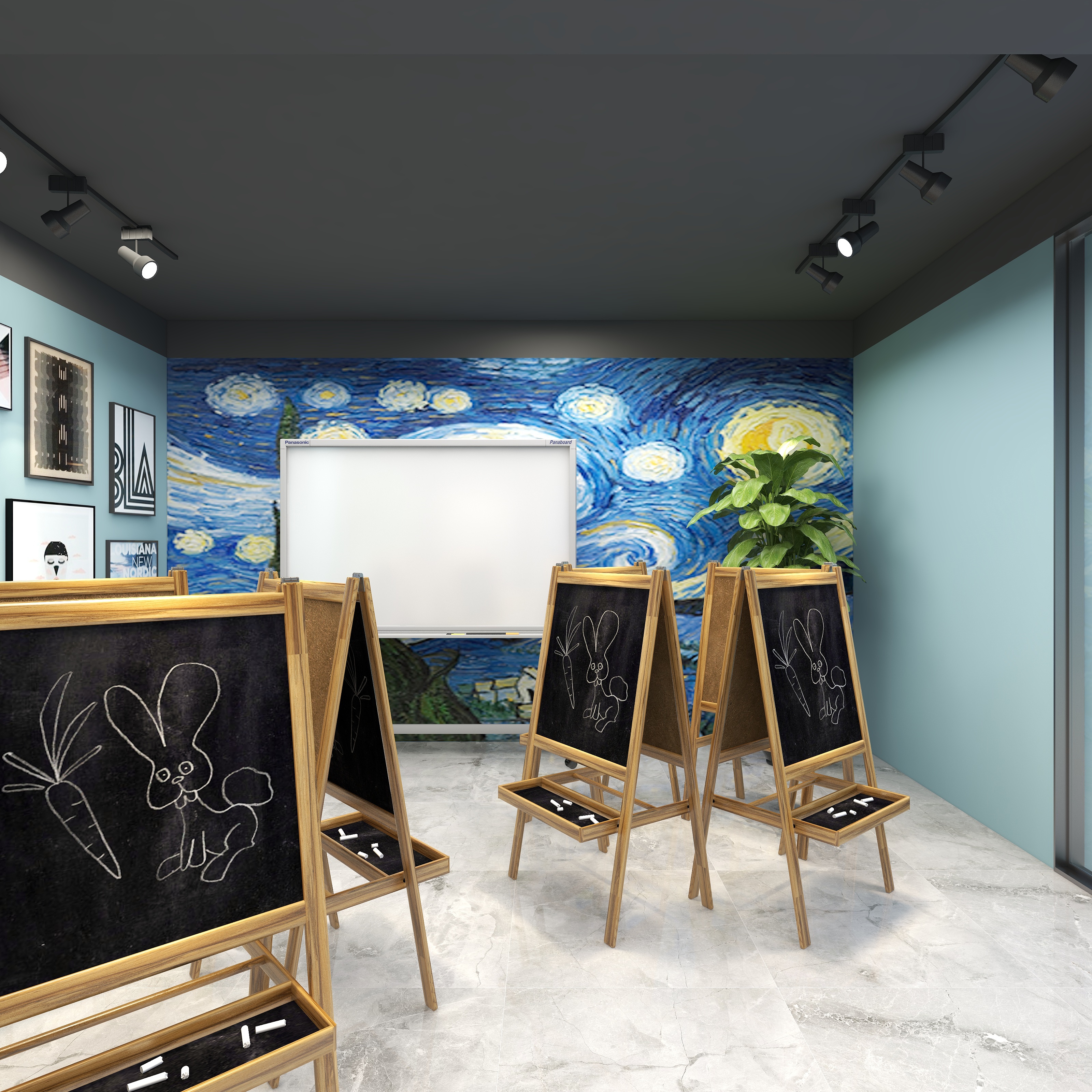 全景VIP设计-[巴黎夜雨]-两层美术培训学校二层教室7装修效果图第2张