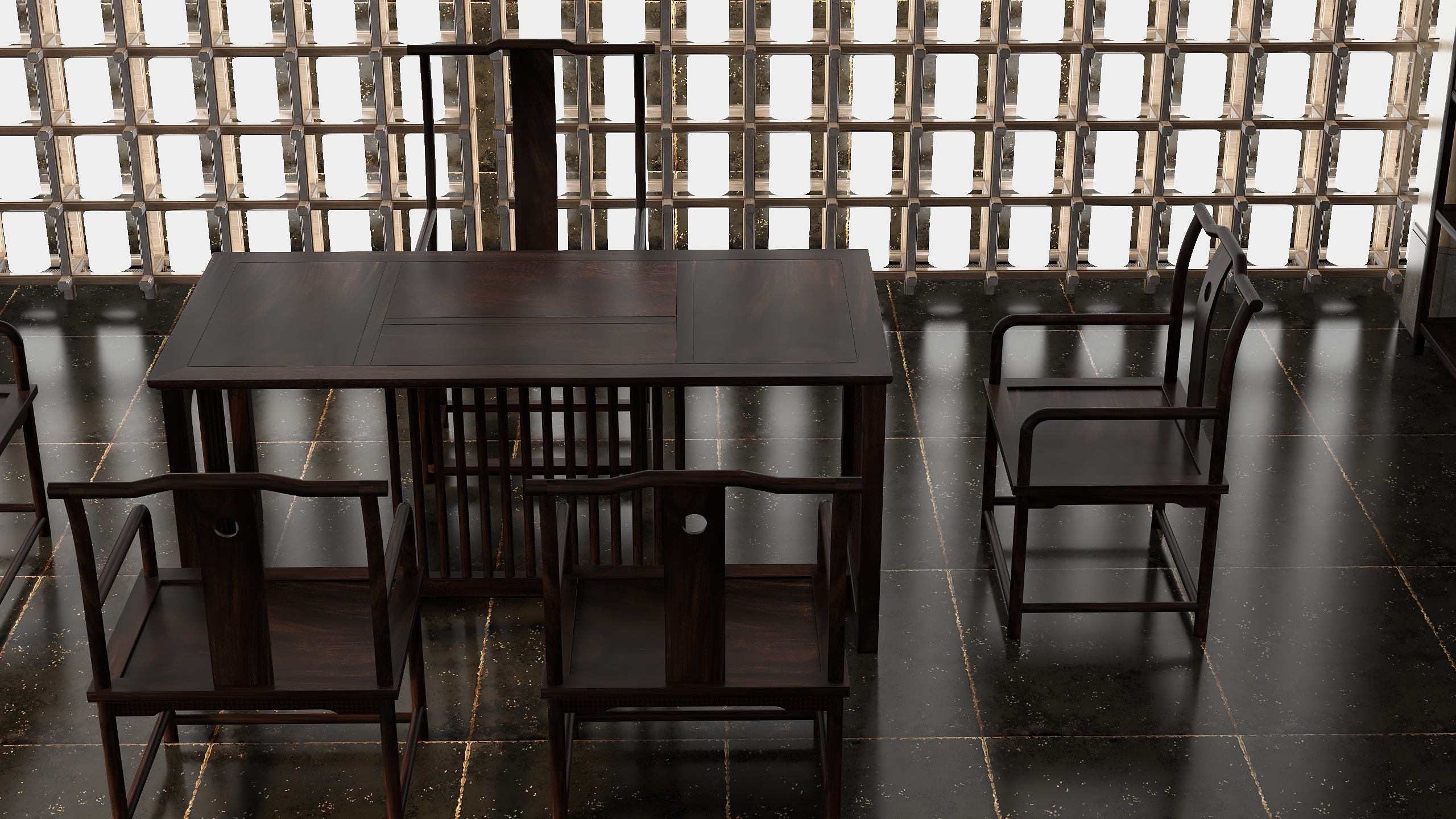 VR老薛-茶室模板-5+6梳韵茶桌71521355-装修设计方案