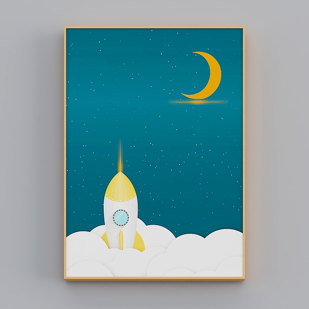 快乐工坊-现代风-宇宙飞船太空装饰画-飞向太空