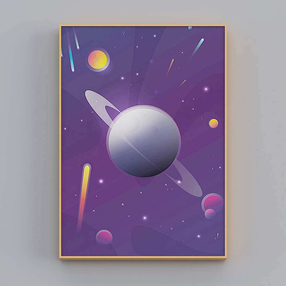 快乐工坊-现代风-宇宙飞船太空装饰画-飞向太空3D模型