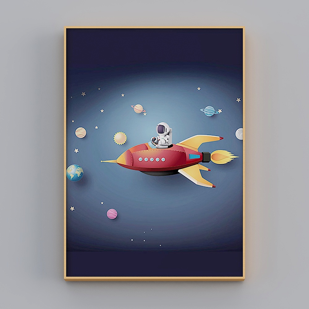 快乐工坊-现代风-宇宙飞船太空装饰画-飞向太空