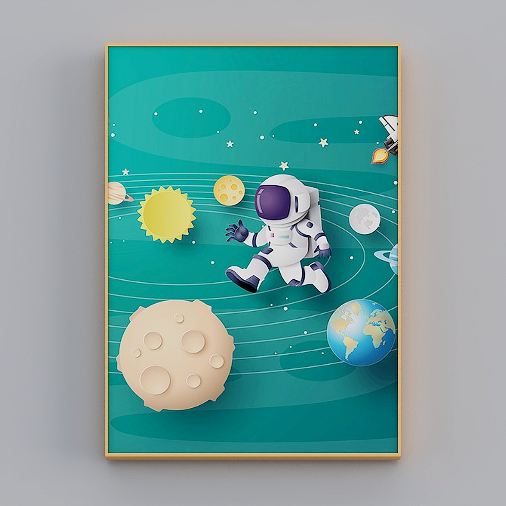 快乐工坊-现代风-宇宙飞船太空装饰画-飞向太空