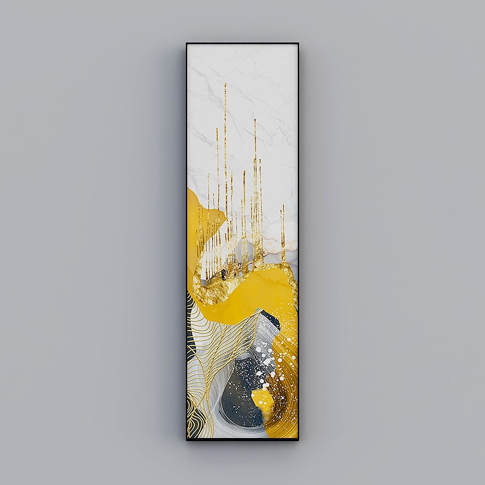 快乐工坊-现代轻奢风-玄关金箔装饰画-哲思3D模型