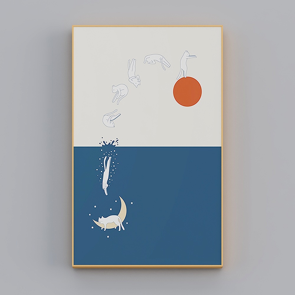 快乐工坊-北欧风-玄关趣味猫装饰画-浅日里的猫愿