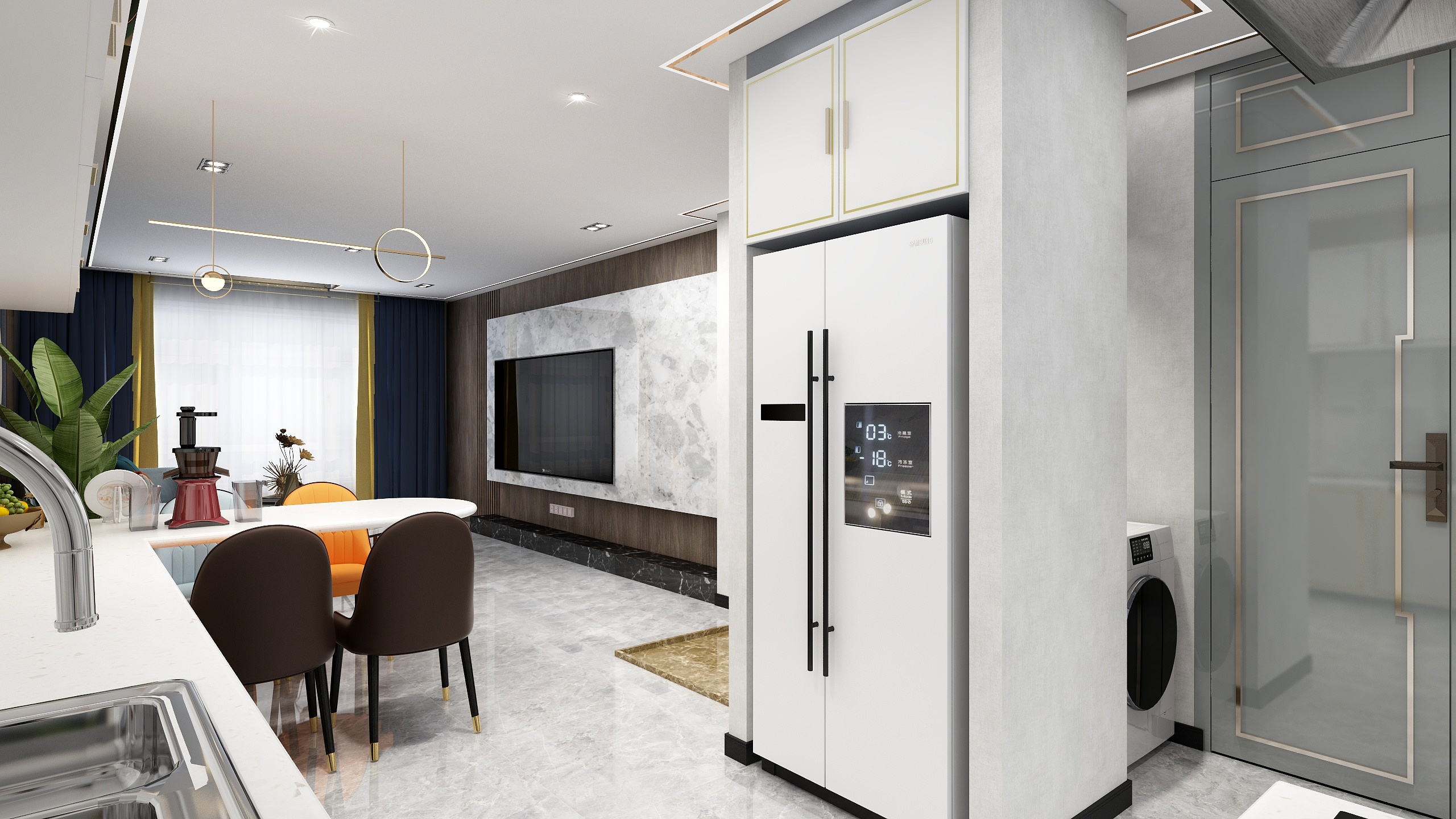 延边胡汉三-酷家乐水韵蓝天115平方-装修设计方案