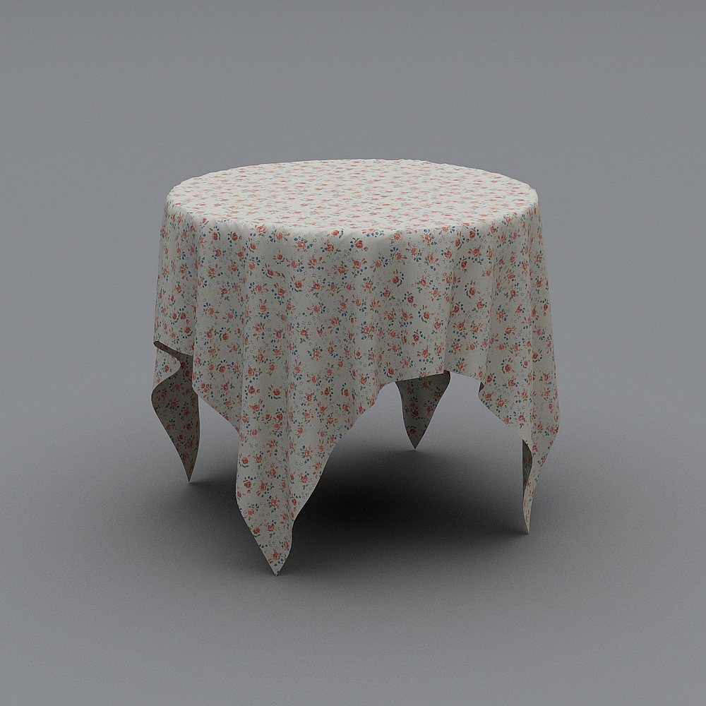 圆桌-小碎花桌布3D模型