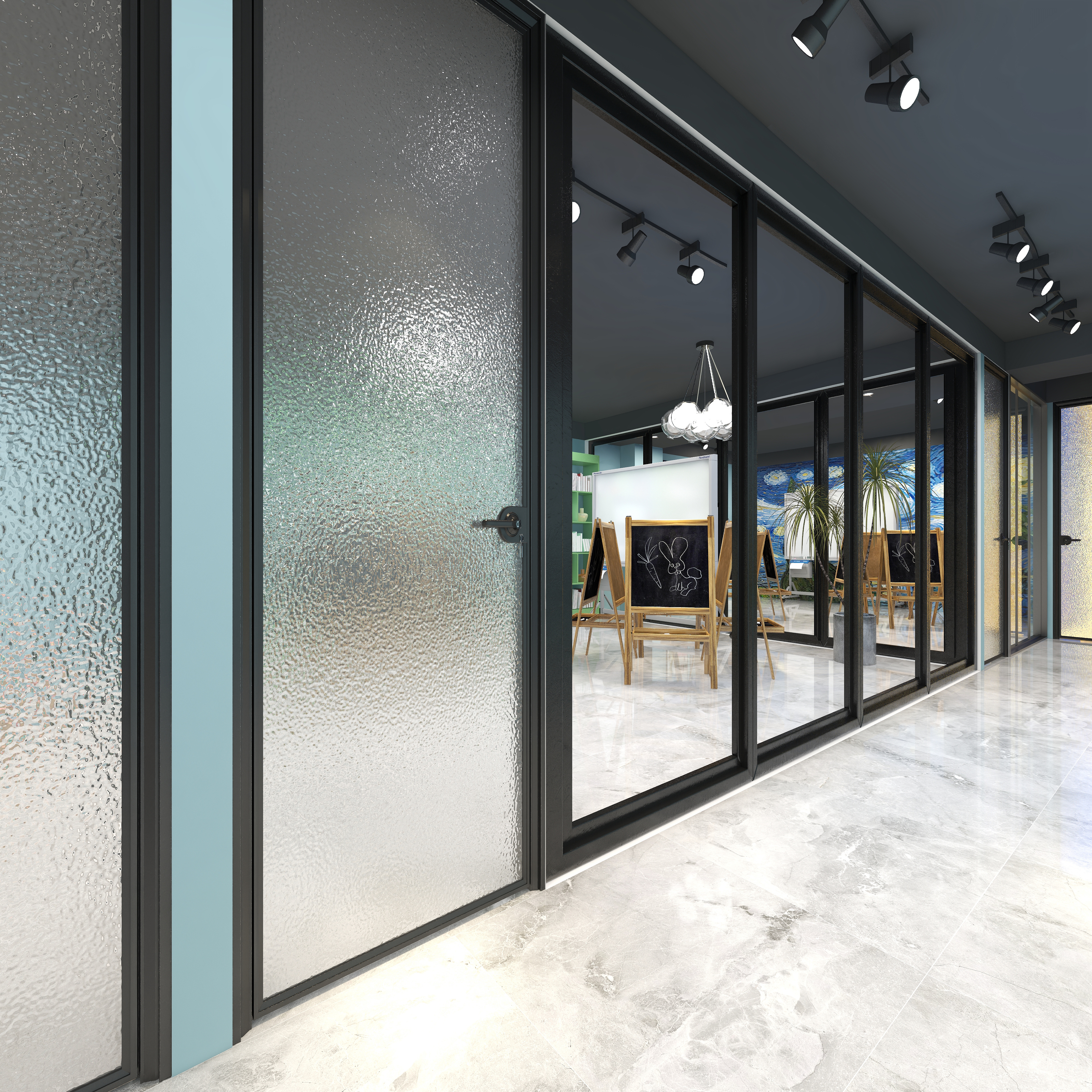 全景VIP设计-[巴黎夜雨]-两层美术培训学校二层过道装修效果图第4张