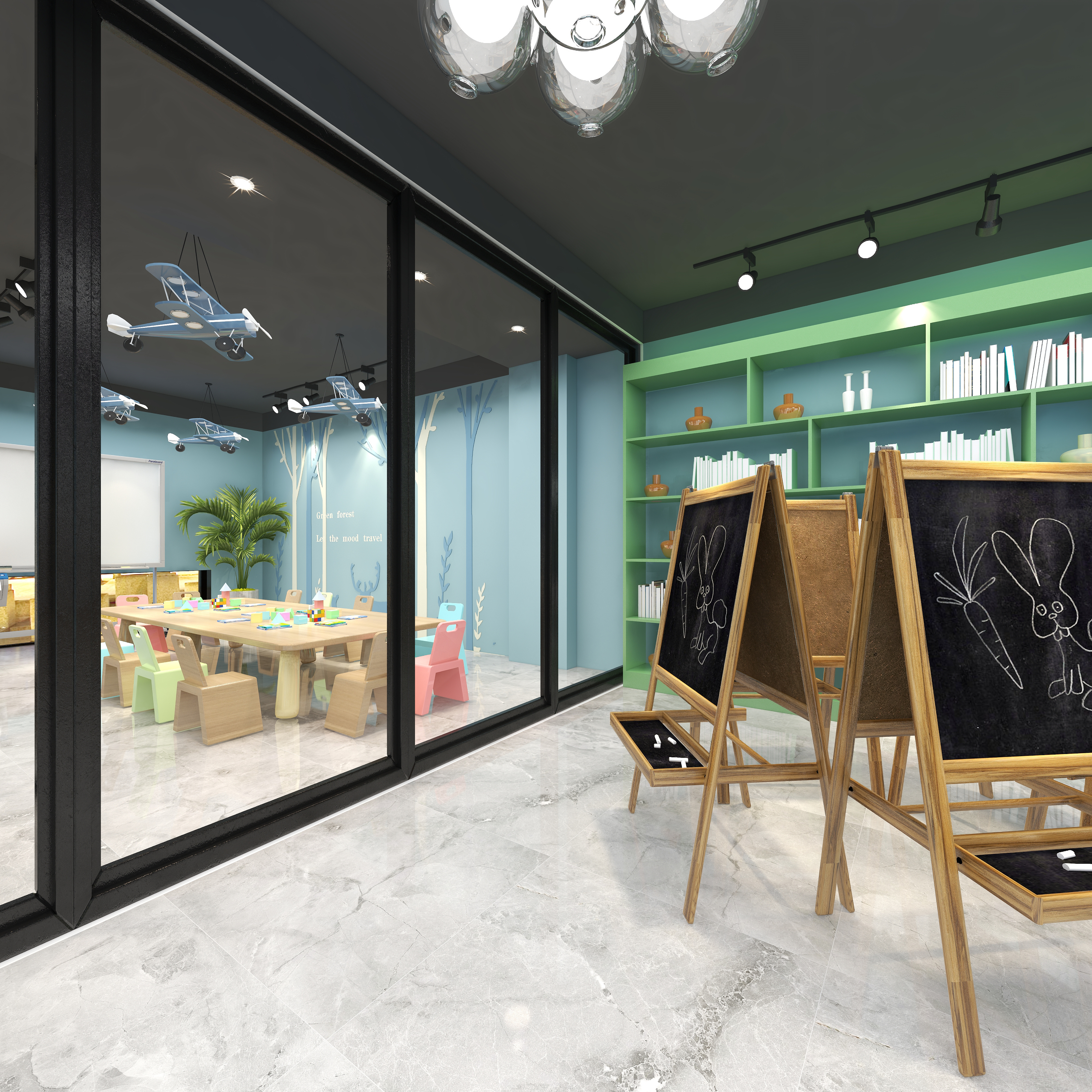 全景VIP设计-[巴黎夜雨]-两层美术培训学校二层教室6装修效果图第3张