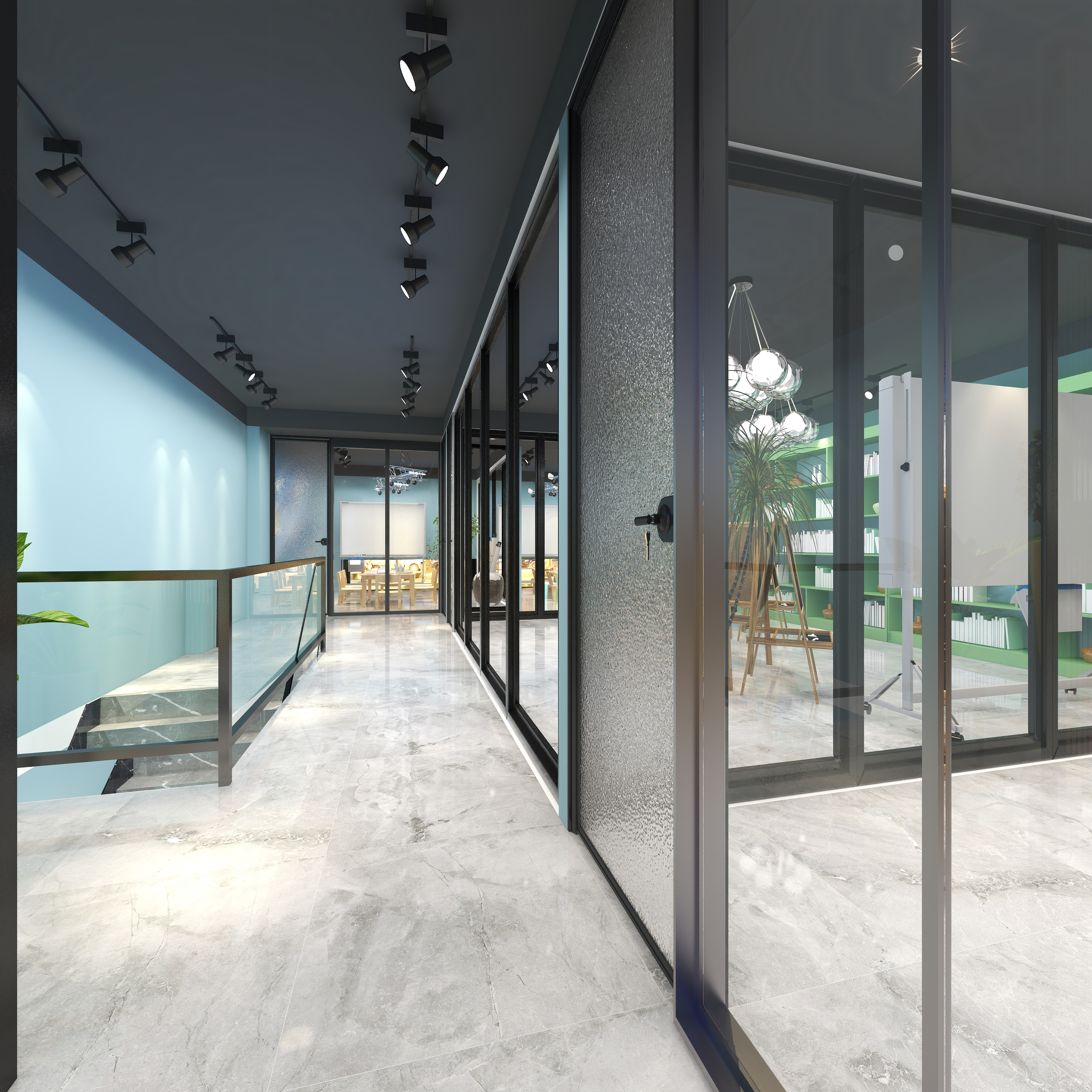 全景VIP设计-[巴黎夜雨]-两层美术培训学校二层过道装修效果图第3张