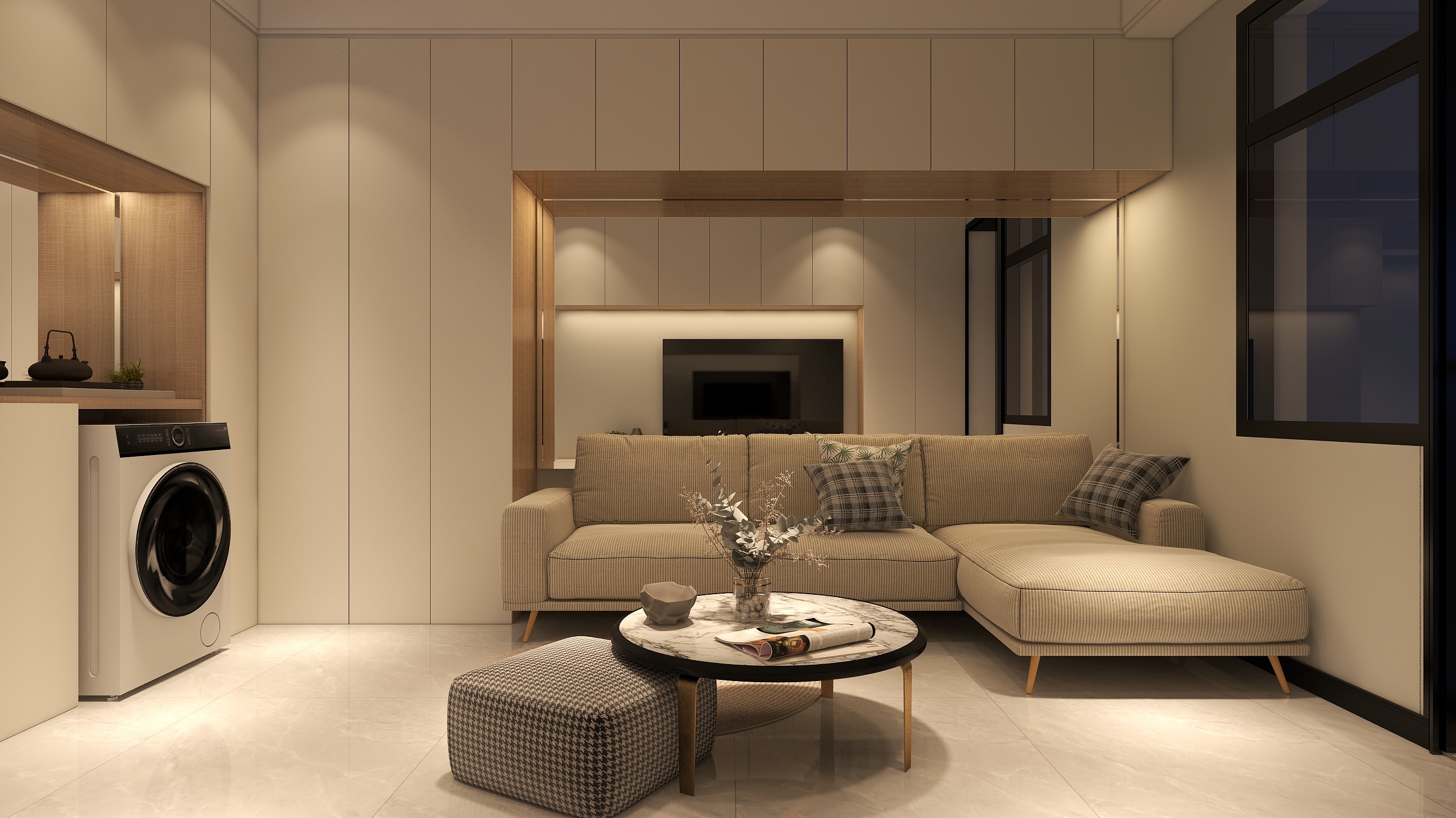 RED空间艺术-无主灯40平原木系小屋-装修设计方案