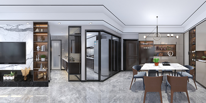 184****8179zcGV-120平三居室-轻奢风-装修设计方案