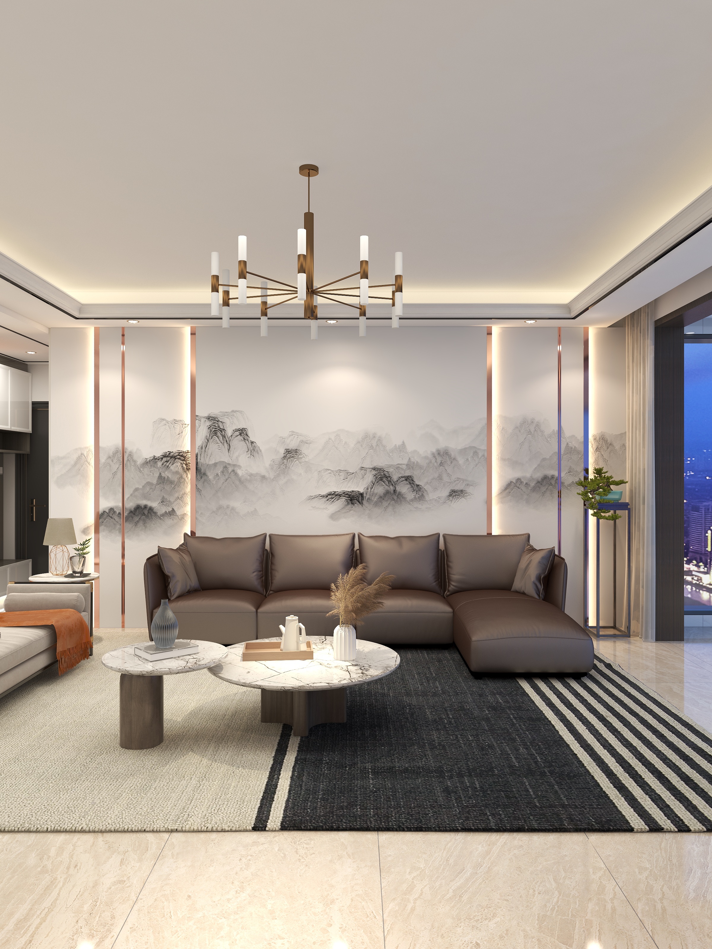 设计蝎子-华电小区新中式装修效果图