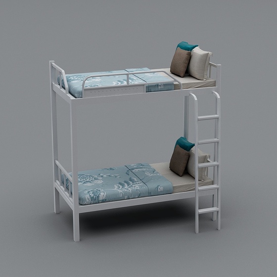 Stylish Bunk Beds 3D Model for Modern Student Dorms in Black