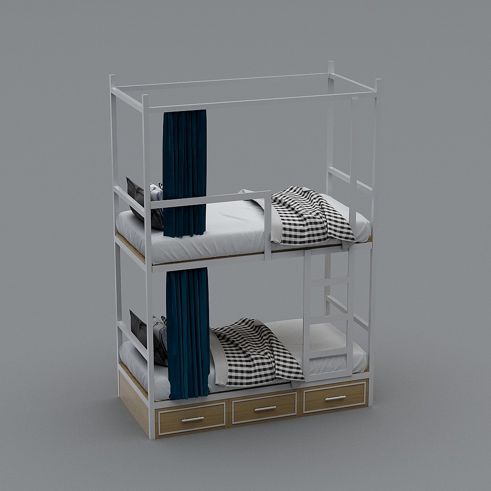 北欧学生宿舍-上下床3D模型