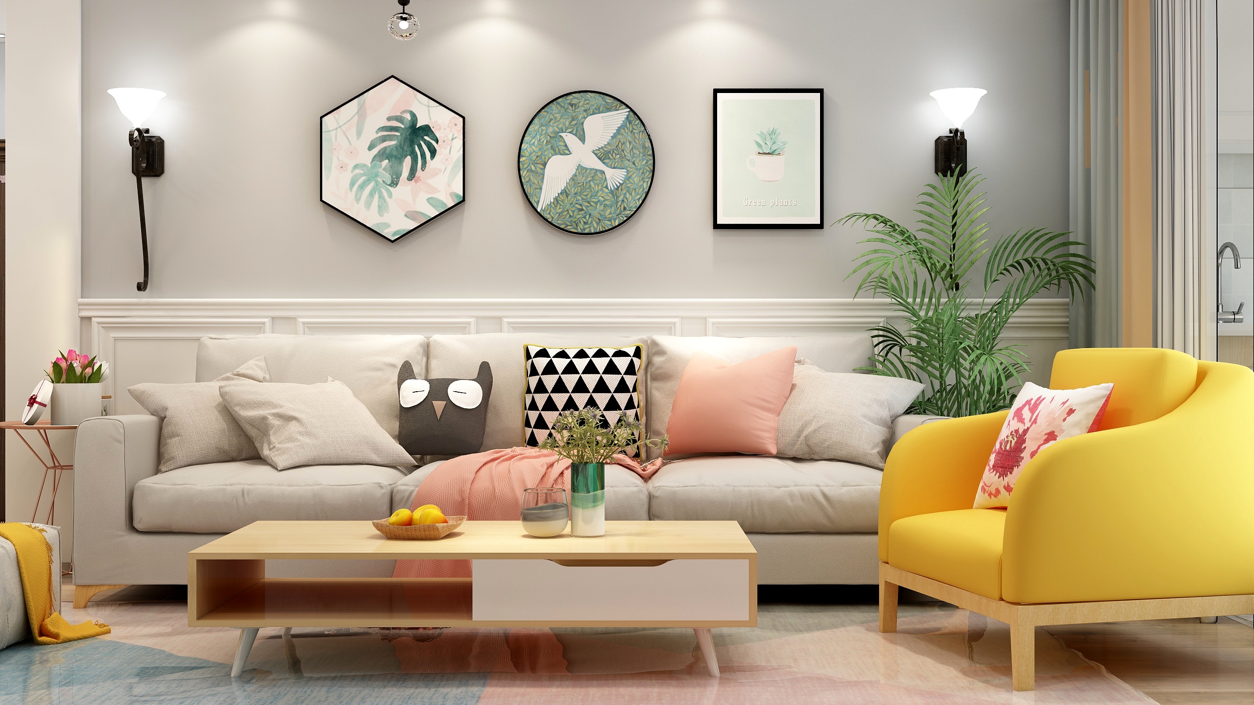 王思力-三居福山园-北欧风格装修效果图