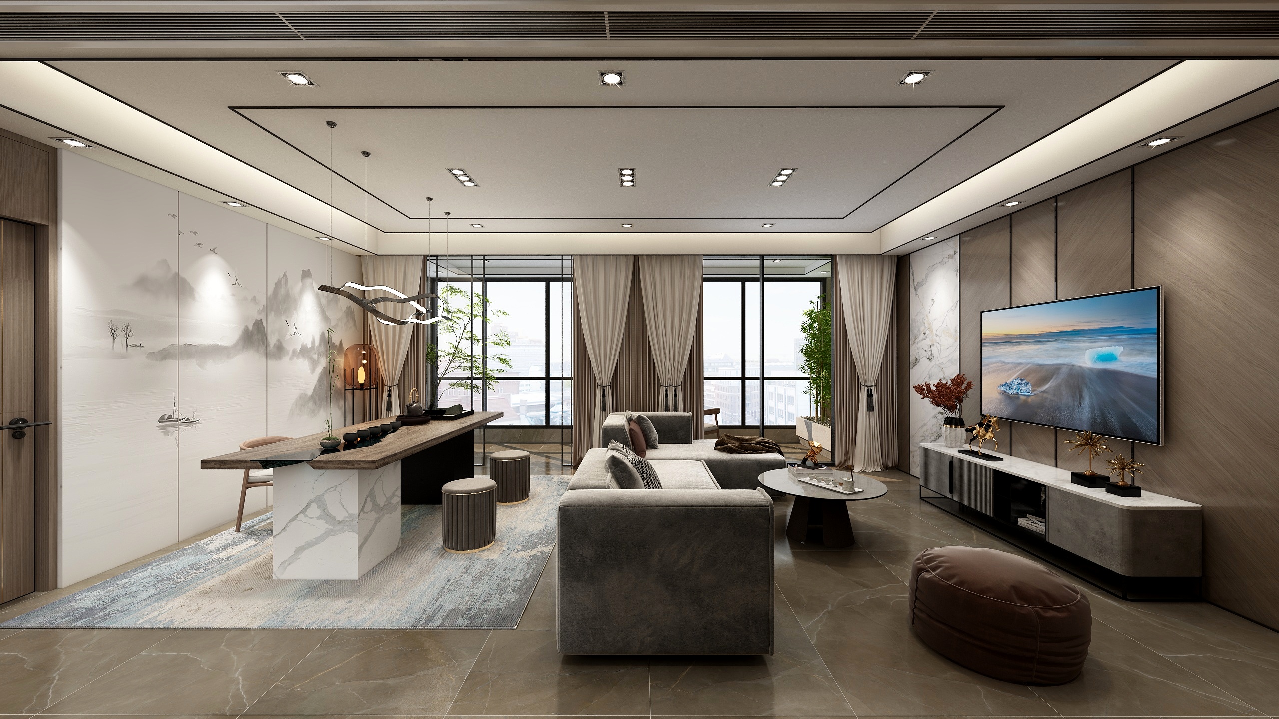 辰臻空间设计-【新中式】120㎡样板间-装修设计方案