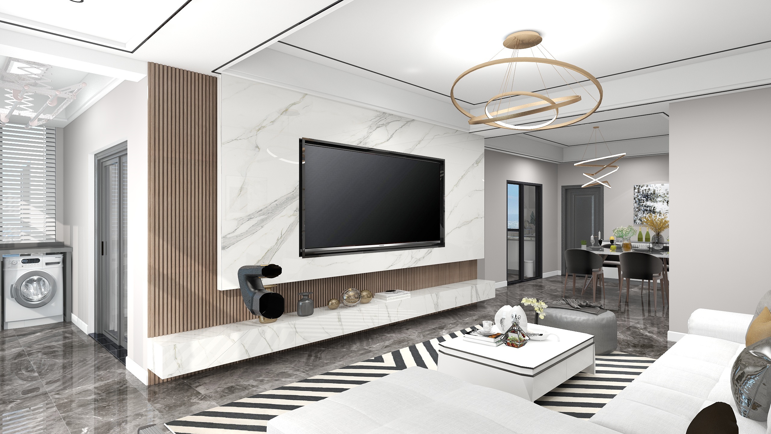 说不清的设计-现代风格大四房装修效果图