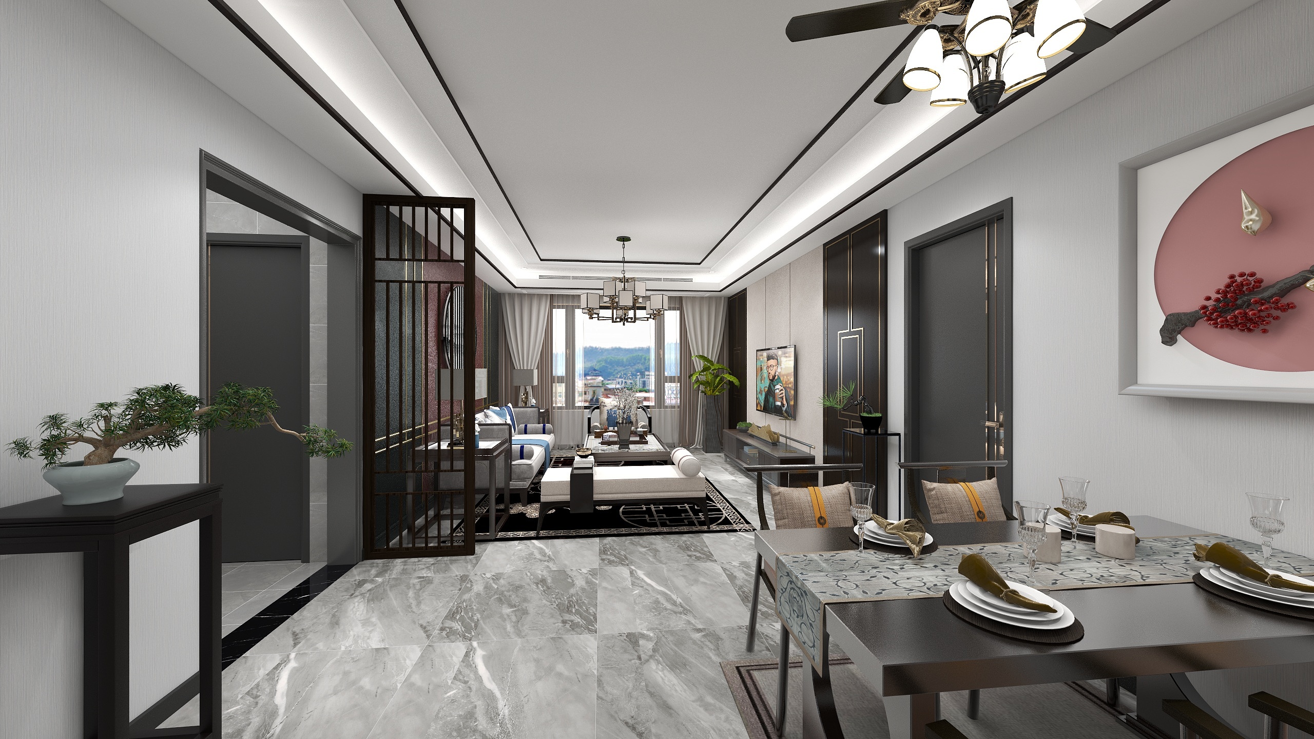 全案设计师MF-太湖花园2001新中-装修设计方案