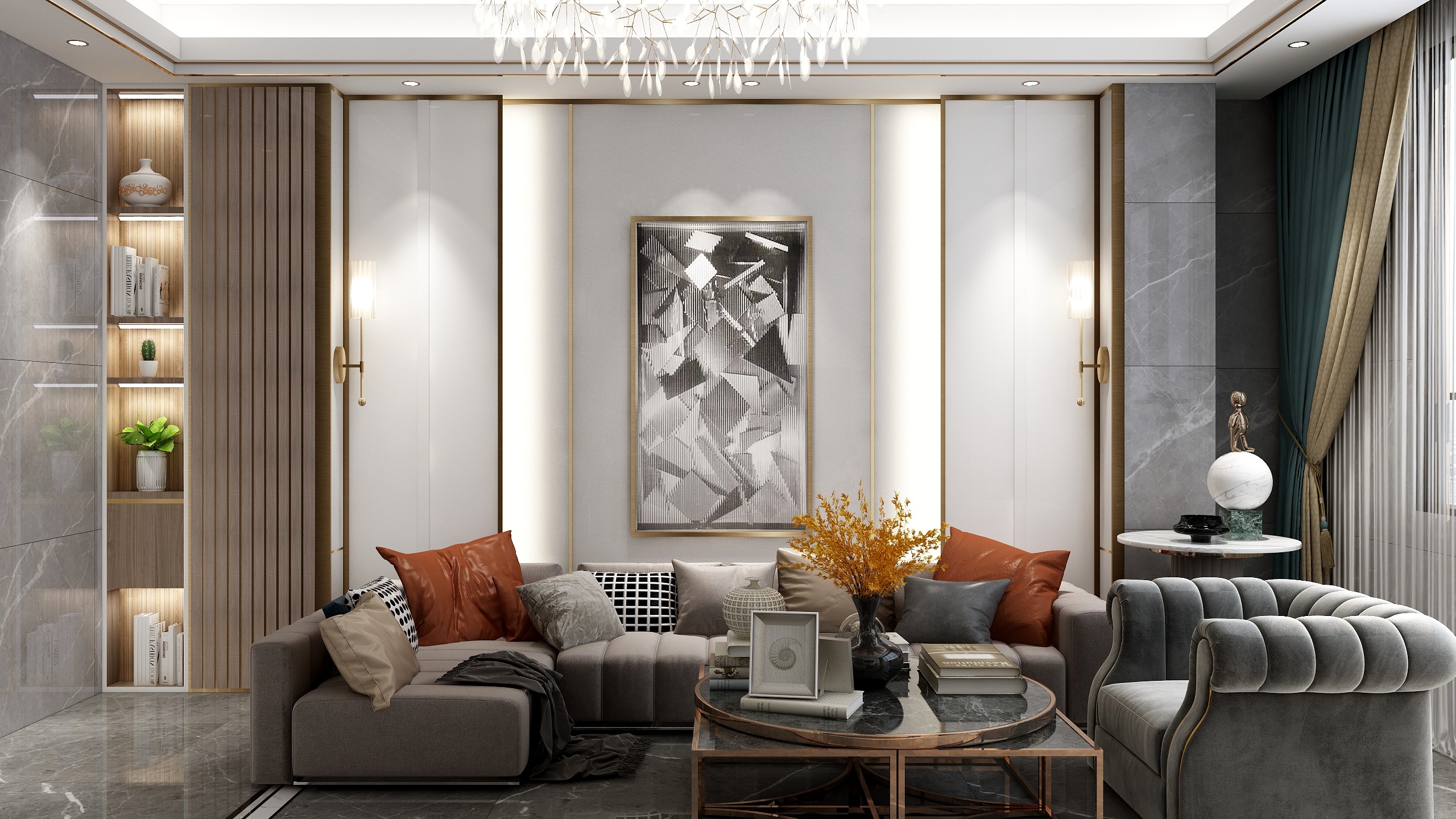 朱炎松-轻奢新中式别墅装修效果图