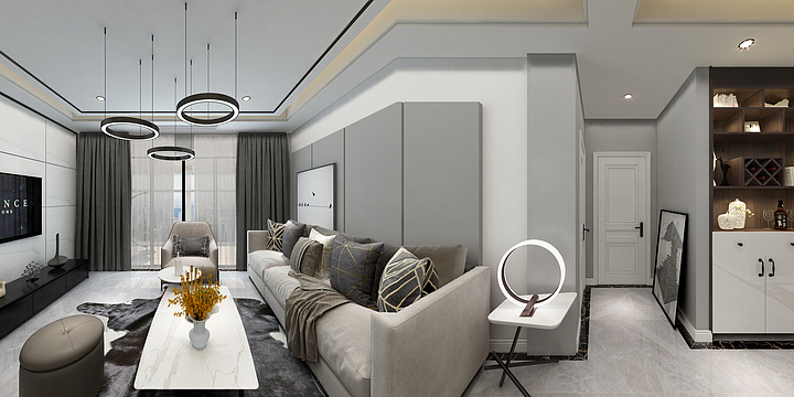 效果图制作1128-御景华庭(黑白灰）-装修设计方案