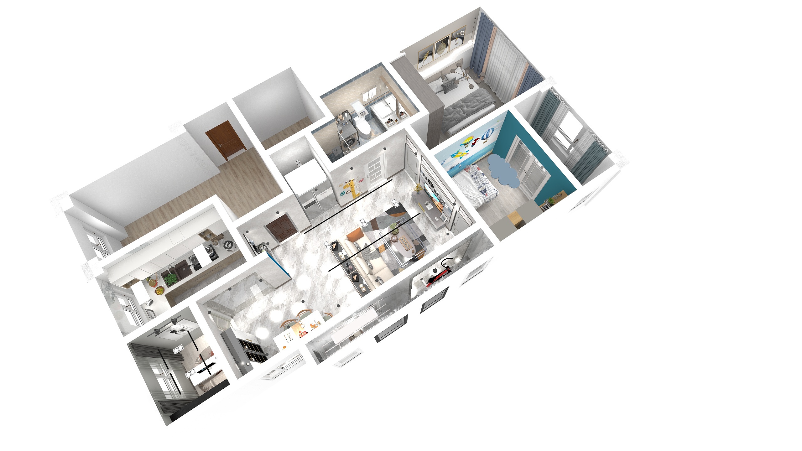 陈鹏-瑞和园89.50㎡B户型3室2厅1卫-装修设计方案