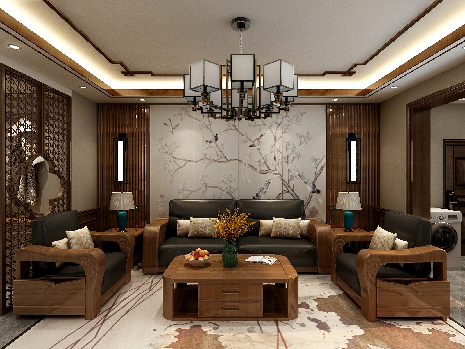 湛智华-新中式87平客餐厅装修效果图