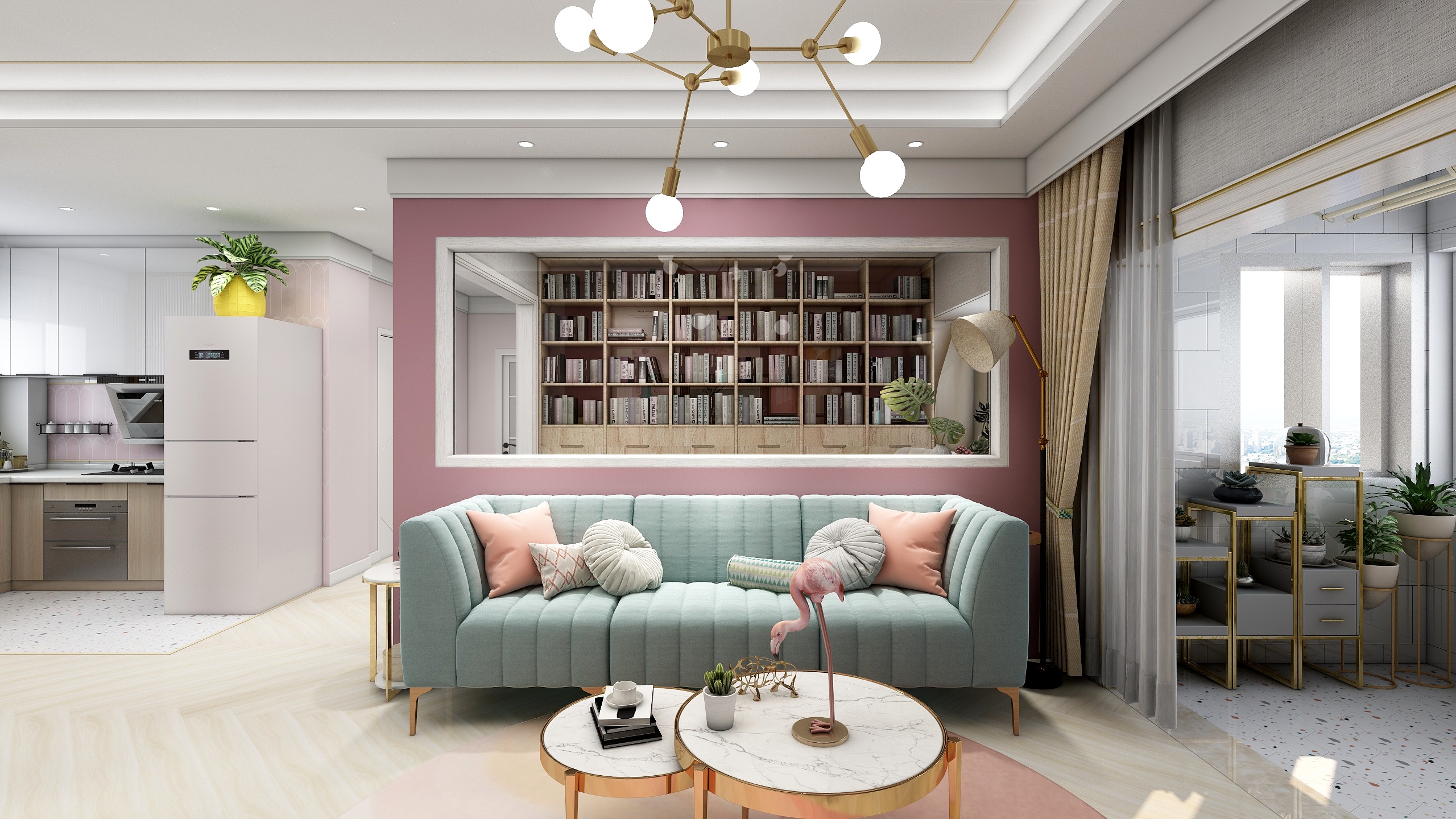 呆呆杨-德信海德公园83.00㎡A2’3室2厅1卫1厨装修效果图