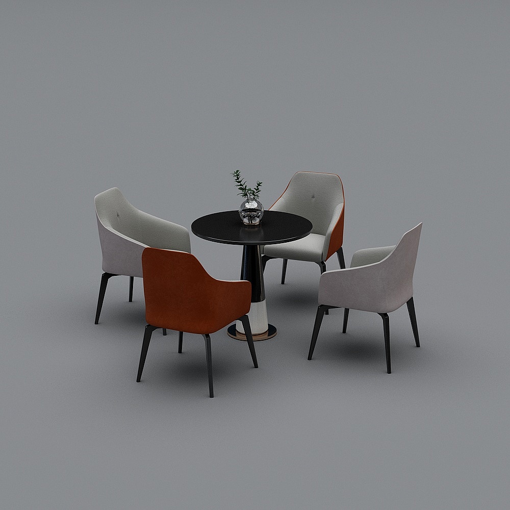 现代售楼部1-桌椅组合3D模型
