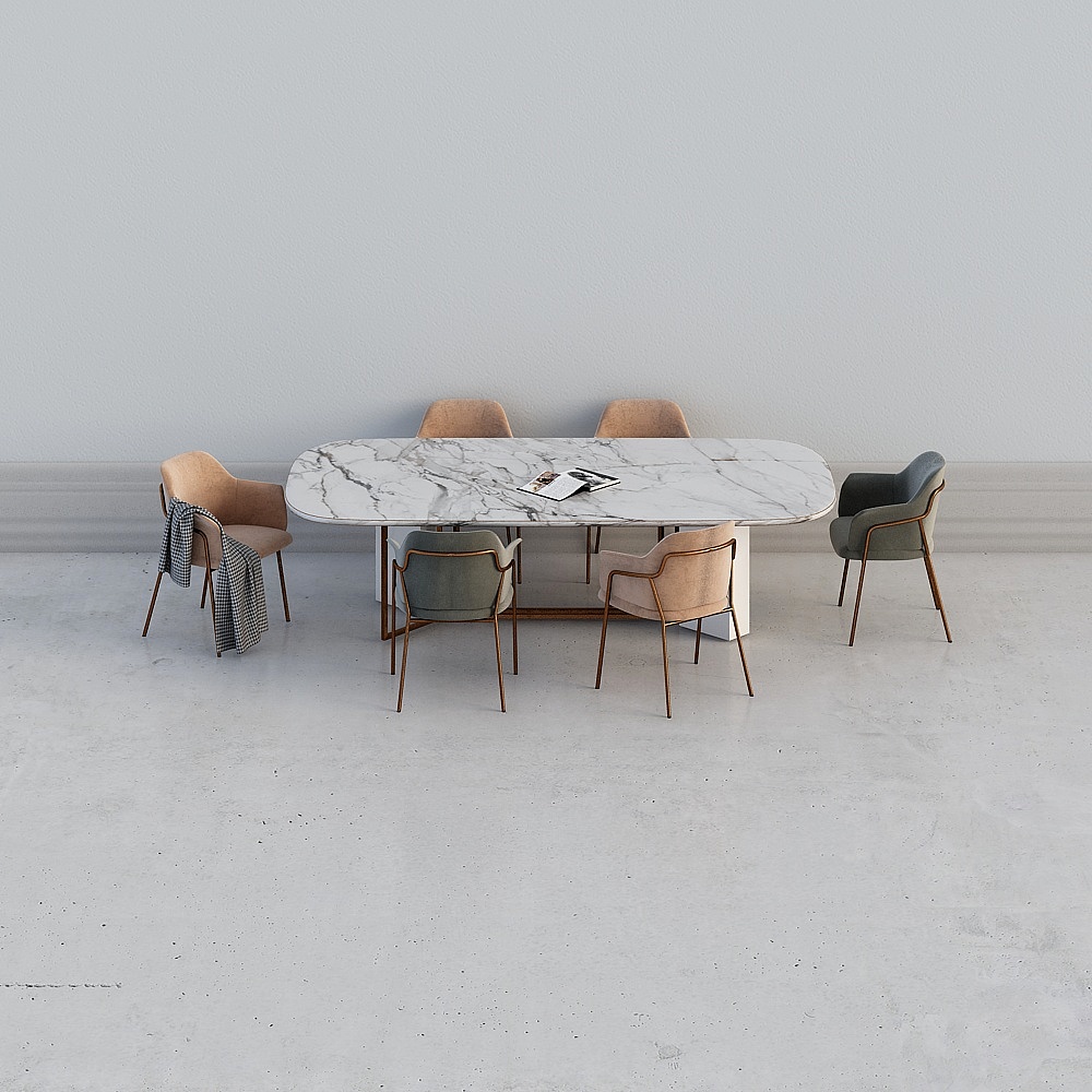 现代餐桌餐椅组合3D模型