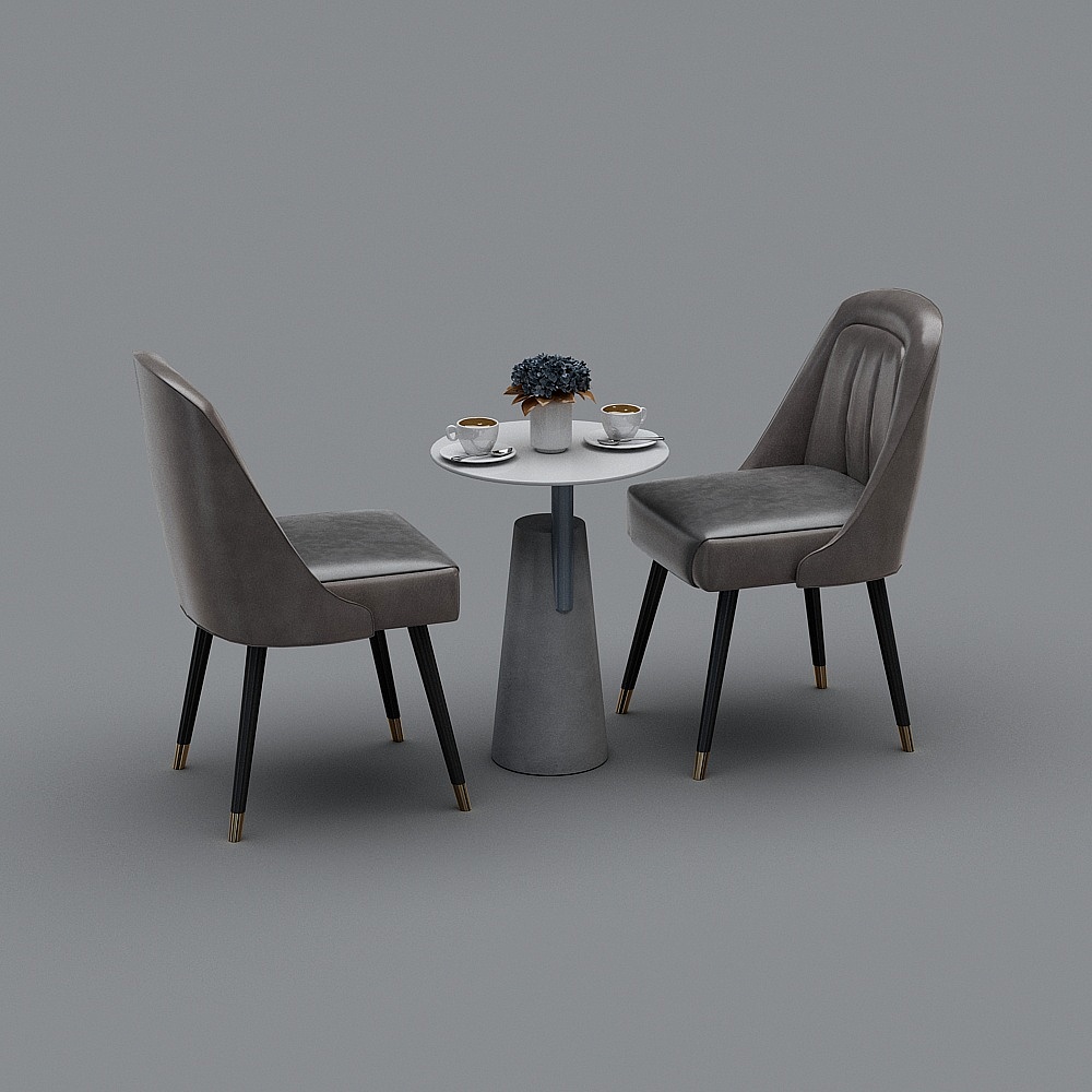 现代奶茶店-桌椅组合3D模型