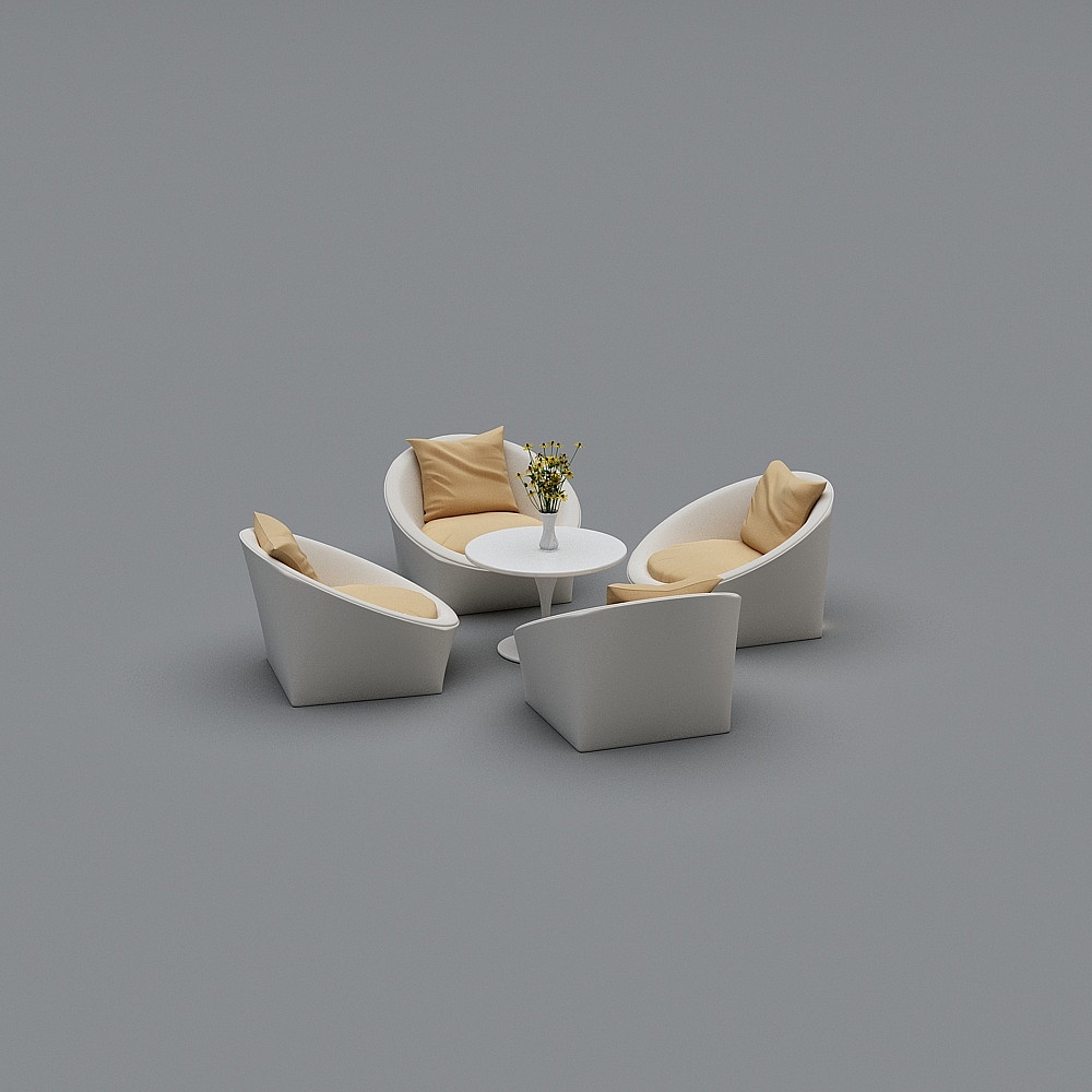 四人桌  休闲3D模型