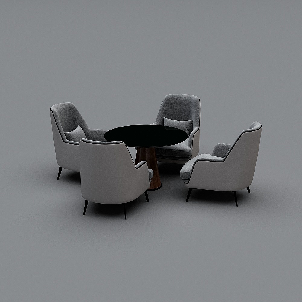 朗联设计现代售楼处-休闲桌椅3D模型