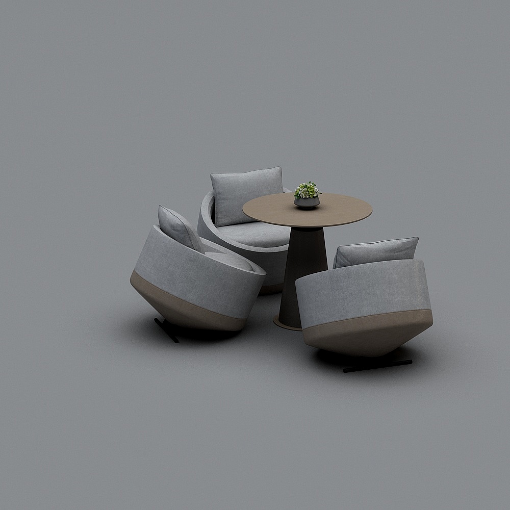 现代洽谈桌椅组合3D模型