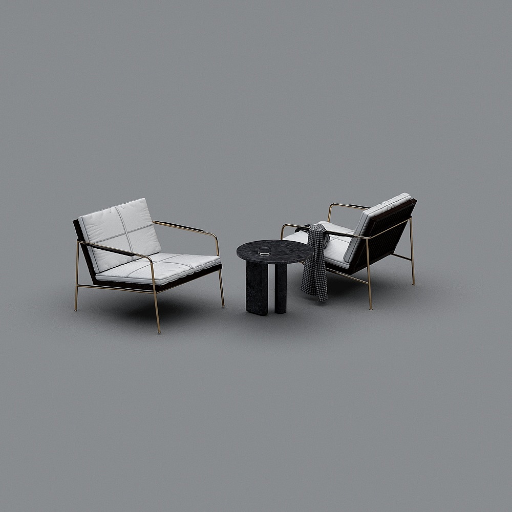 现代休闲桌椅组合-沙发组合3D模型