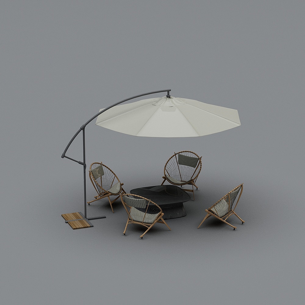 户外休闲桌椅组合3D模型