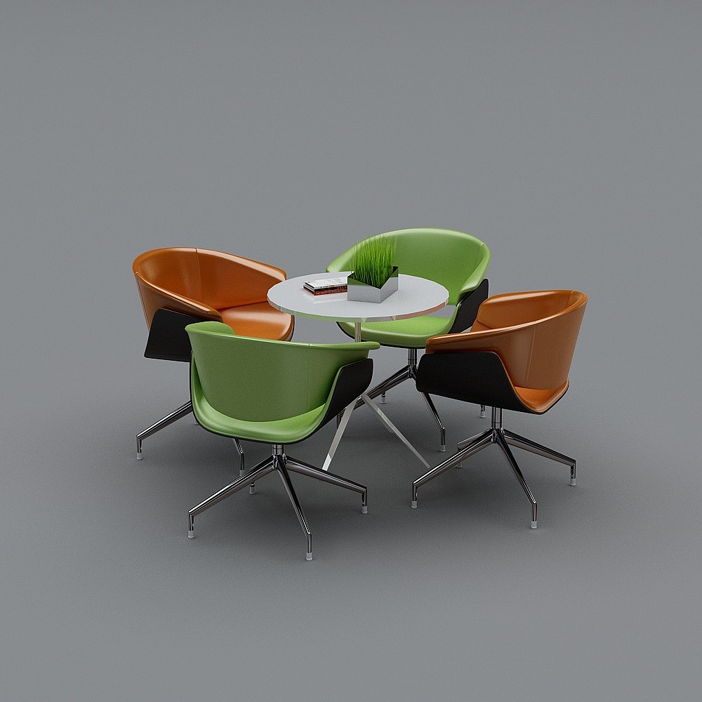 现代娱乐休息区洗手台-组合休闲桌椅3D模型