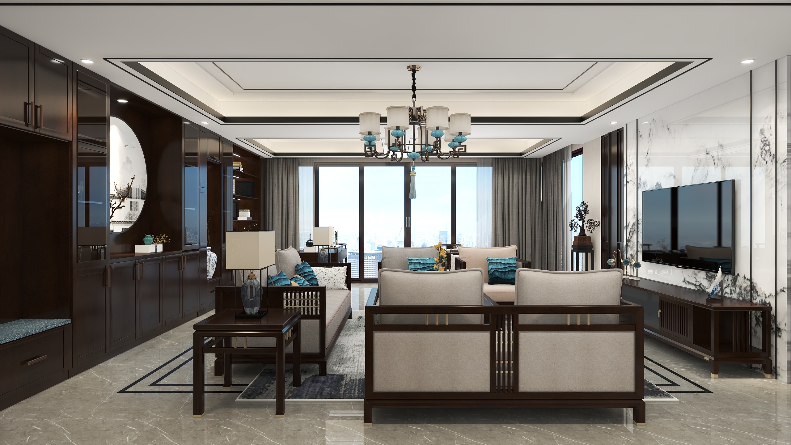 欧派高颜整家Op-东湖阆苑新中式-装修设计方案