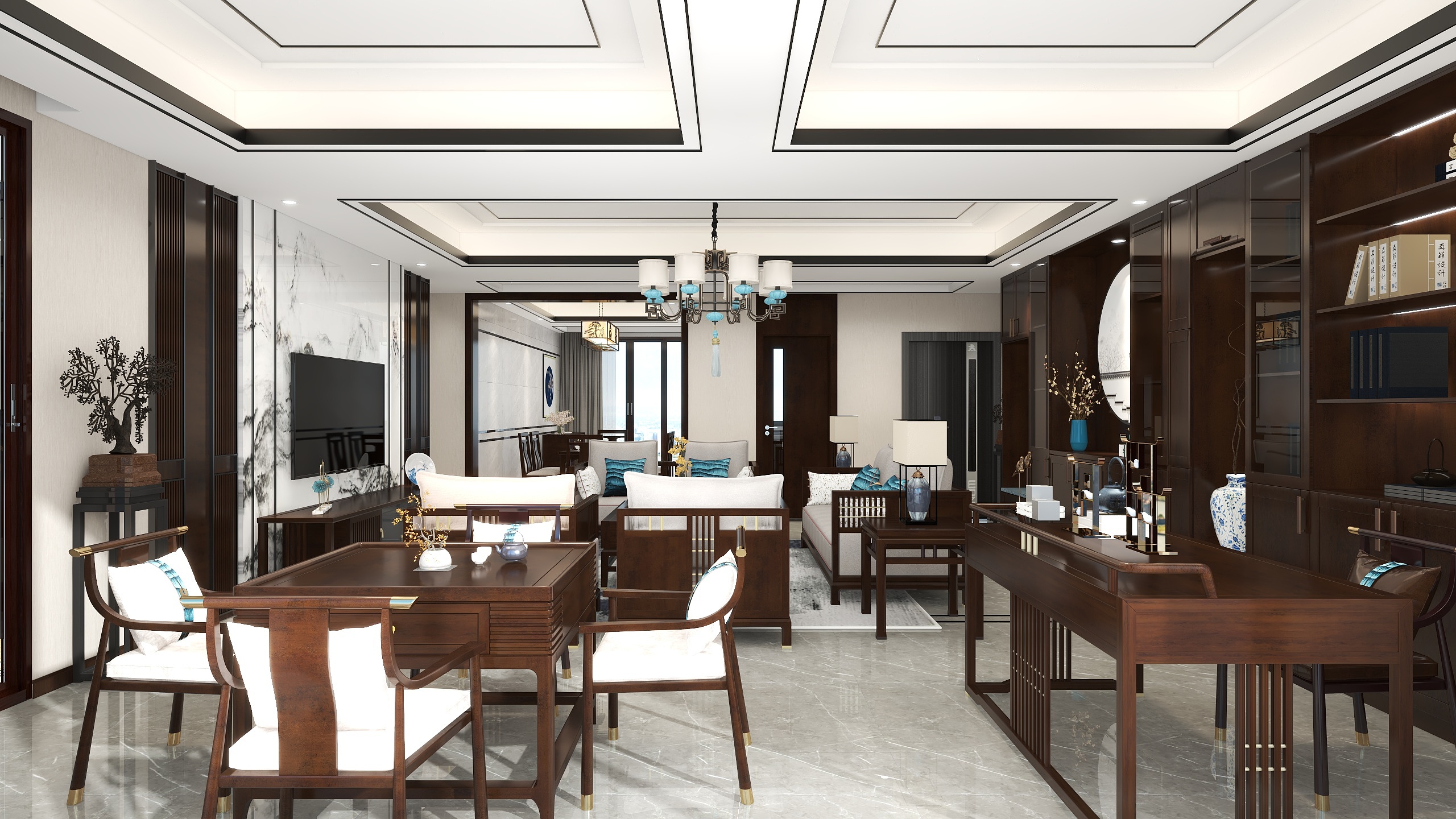 欧派高颜整家Op-东湖阆苑新中式装修效果图