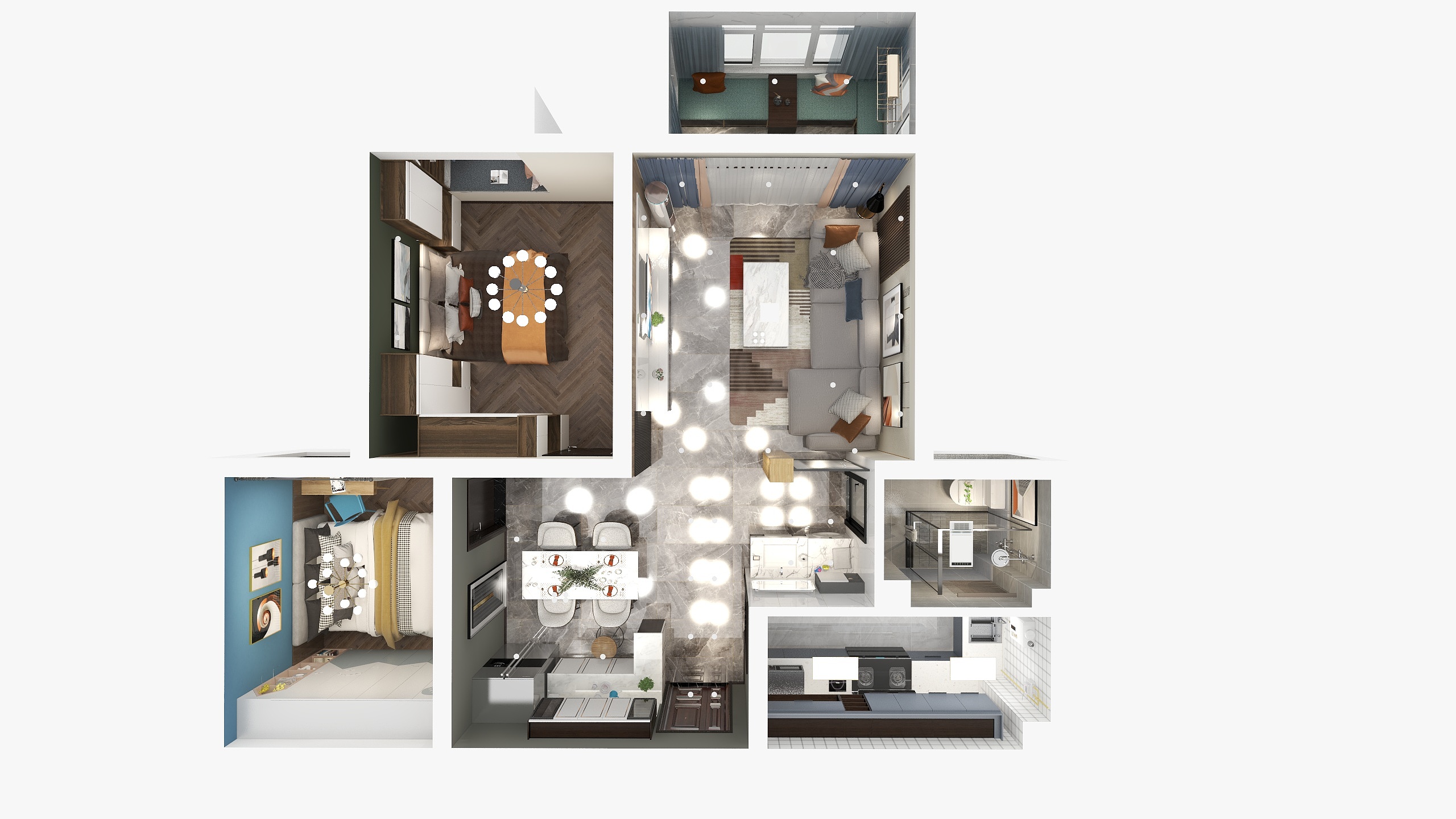 盛居设计-中航上东府98平中户鹏华-装修设计方案