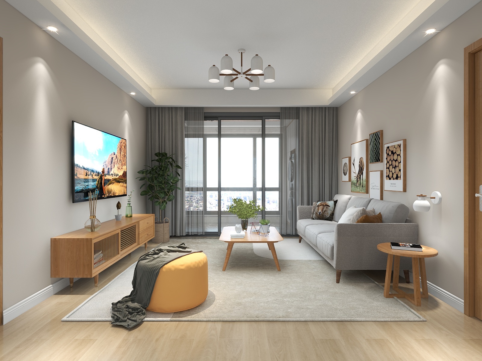 朱晨希-【北欧原木】余姚河姆渡三居室装修效果图