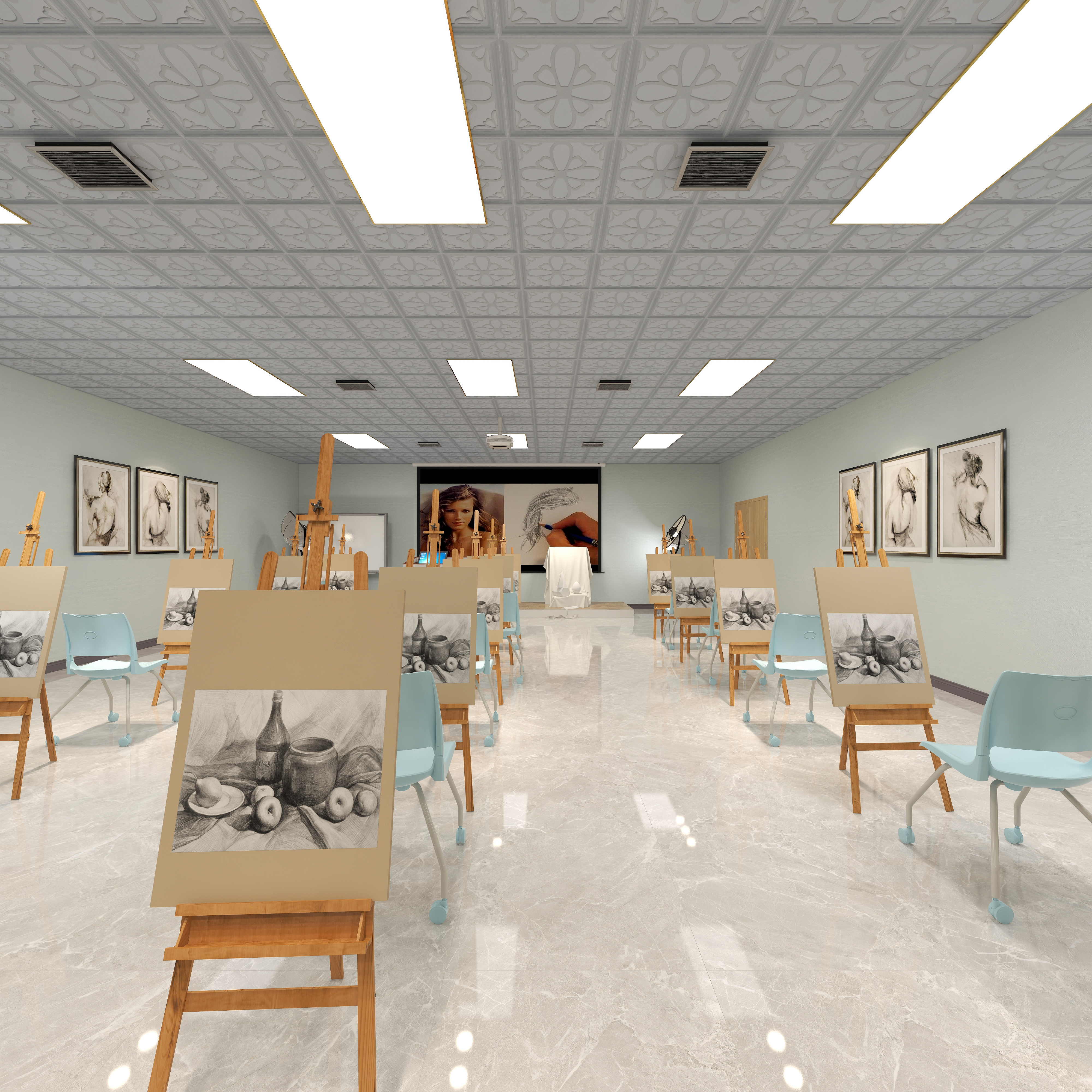 WUSONGQING-美术培训室一层美术培训室装修效果图第5张