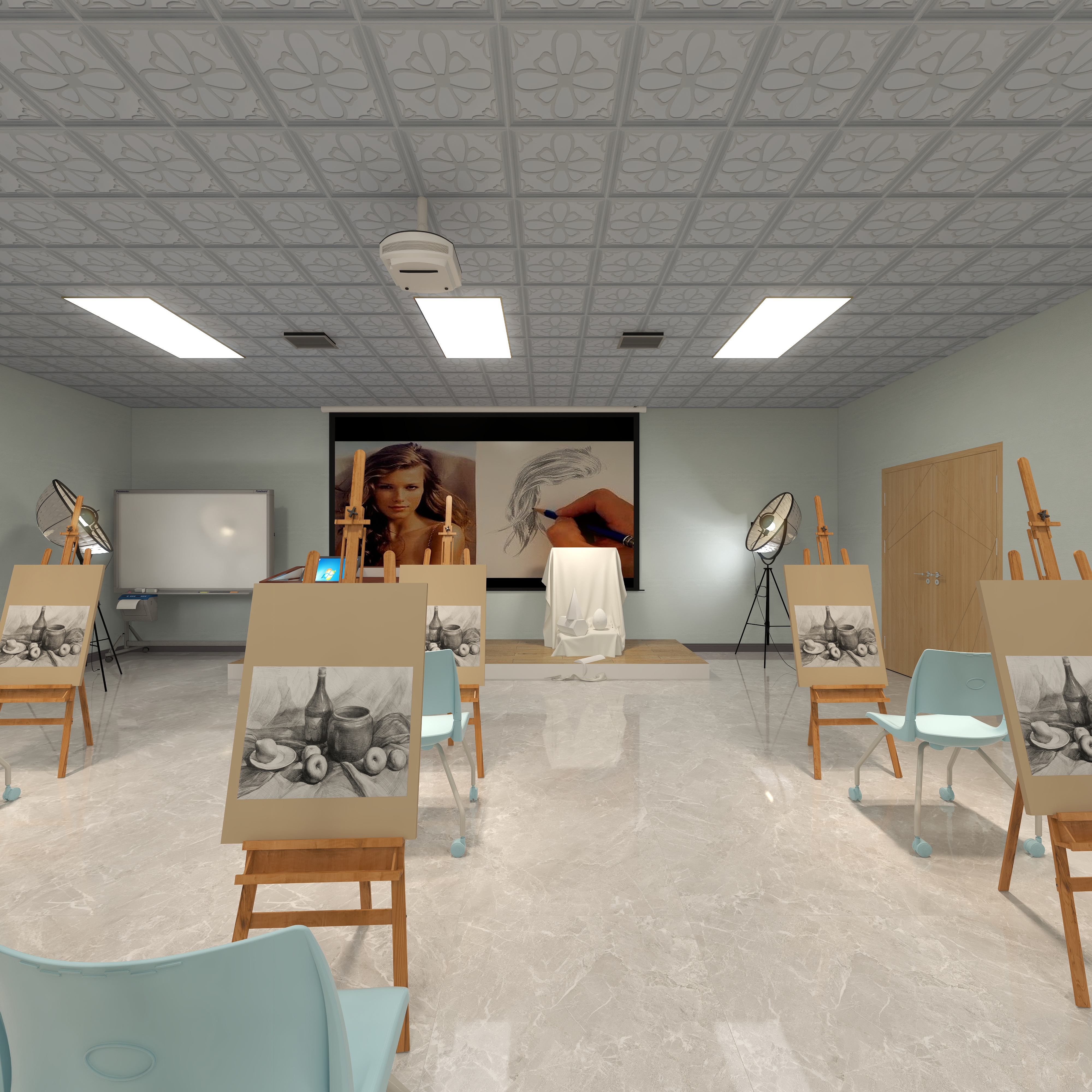 WUSONGQING-美术培训室一层美术培训室装修效果图第4张