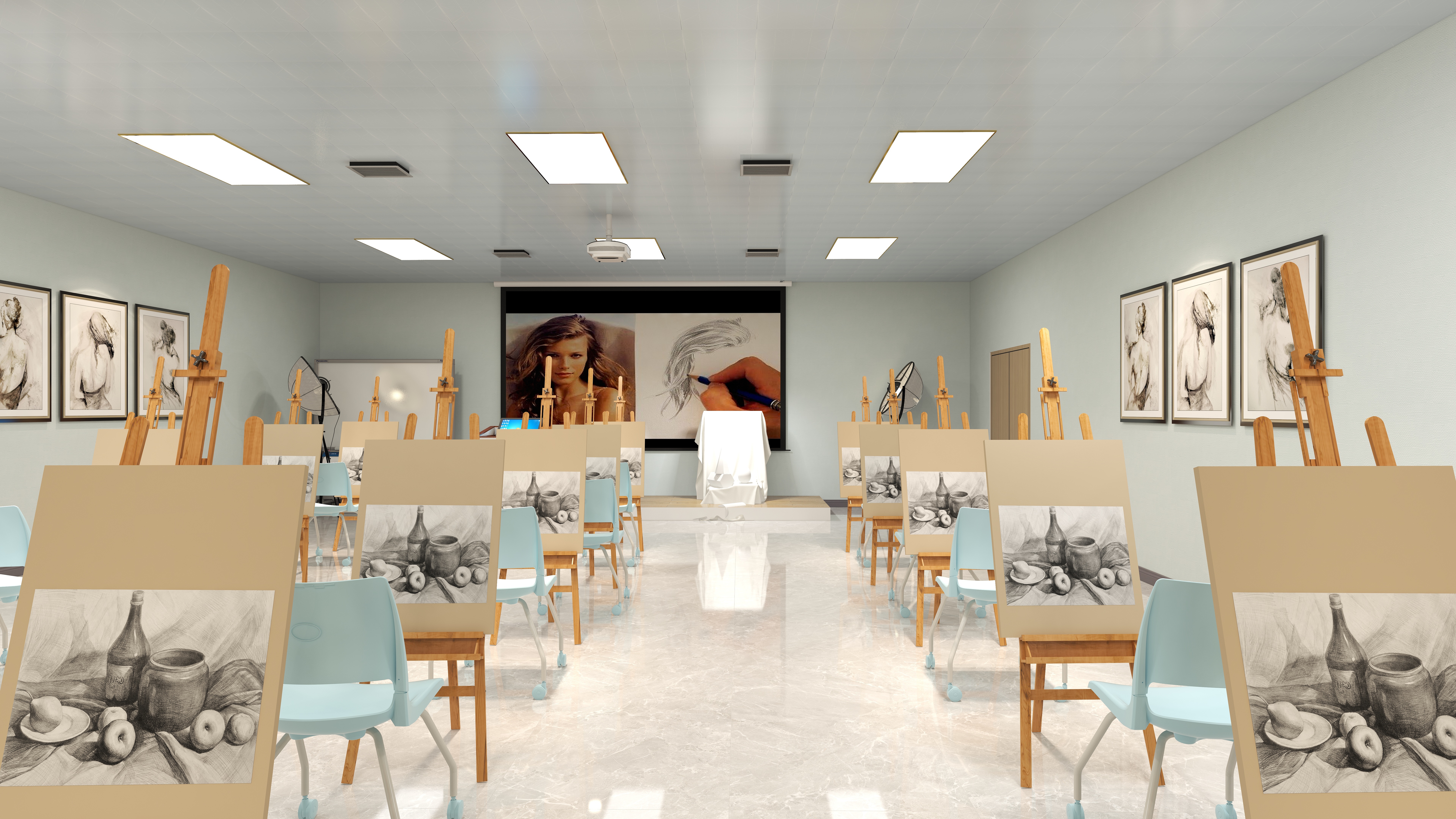 WUSONGQING-美术培训室一层美术培训室装修效果图第3张