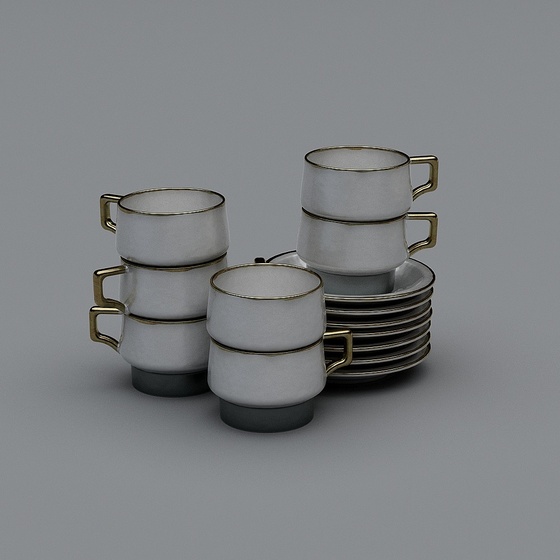 Black Dish Set 3D Model for Stylish Dining