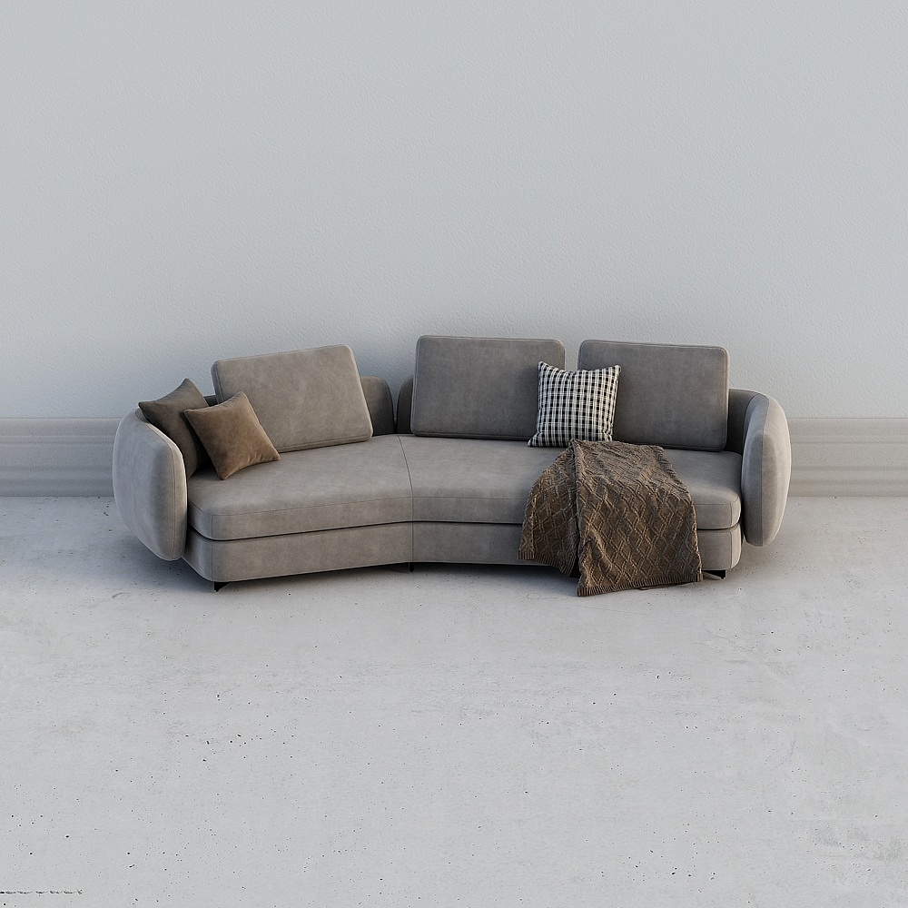 意大利 poliform 现代沙发茶几组合-多人沙发 (1)3D模型