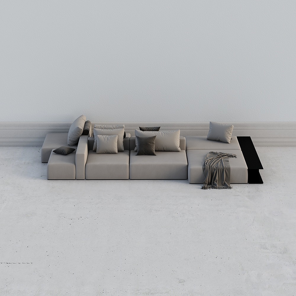 意大利 poliform 现代沙发茶几组合-多人沙发 (2)3D模型
